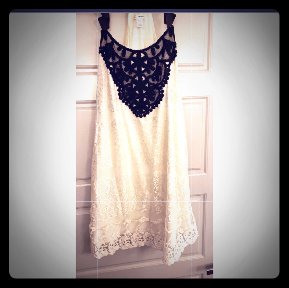 White and black lace dress